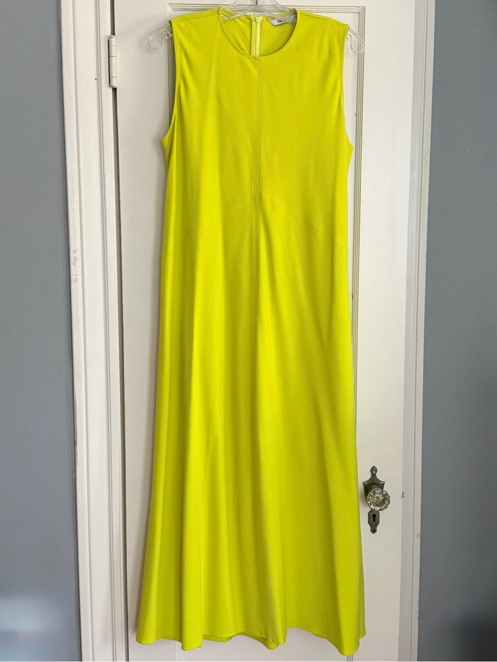 Zara ZW Collection Sleeveless Chartreuse Maxi Dress Size Medium - Picture 4 of 7